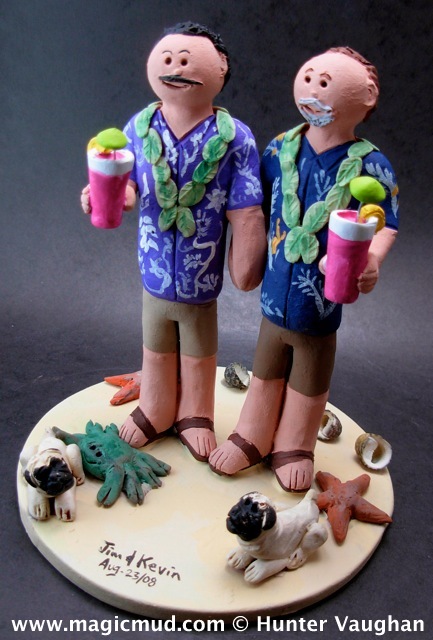 Beachside Gay Wedding Cake Topper